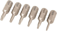 Wiha - 6 Piece, 1/4" Drive Screwdriver Torx Insert Bit Set - T5 to T10 Torx - Exact Tooling