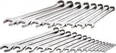 SK - 23 Piece, 1/4" to 1-1/2", 12 Point Combination Wrench Set - Inch Measurement Standard, Chrome Finish, Comes in Rack - Exact Tooling