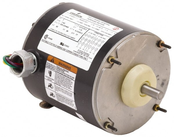 US Motors - 1/4 hp, TEAO Enclosure, Auto Thermal Protection, 1,625 RPM, 230 Volt, 60 Hz, Industrial Electric AC/DC Motor - Size 48 Frame, Stud Mount, 1 Speed, Ball Bearings, 1.4 Full Load Amps, B Class Insulation, CW Shaft End - Exact Tooling