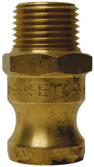 EVER-TITE Coupling Products - 1" Brass Cam & Groove Suction & Discharge Hose Male Adapter Male NPT Thread - Part F, 1" Thread, 350 Max psi - Exact Tooling