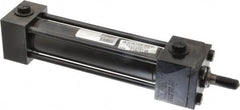 Schrader Bellows - 1-1/2" Bore, 5/8" Rod Diam, Double Acting NFPA Tie Rod Cylinder - 6" Stroke Length, 7/16-20 Rod Thread, 12-3/8" OAL, Prepared for Bolt on Mount - Exact Tooling