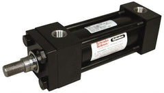 Schrader Bellows - 2-1/2" Bore, 1" Rod Diam, Double Acting NFPA Tie Rod Cylinder - 4" Stroke Length, 3/4-16 Rod Thread, 11-1/4" OAL, Prepared for Bolt on Mount - Exact Tooling