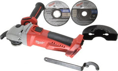 Milwaukee Tool - 4-1/2" Wheel Diam, 8,000 RPM, Cordless Cutoff & Cutoff-Grinder Tool - Right Angle Handle - Exact Tooling