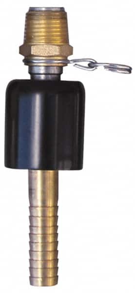 SuperKlean - 1/2 NPT x 1/2" Hose Barb, Ball Type Swivel Hose Adapter - Brass & Stainless Steel - Exact Tooling