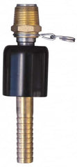 SuperKlean - 1/2 NPT x 1/2" Hose Barb, Ball Type Swivel Hose Adapter - Brass & Stainless Steel - Exact Tooling