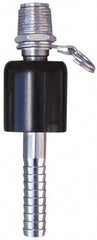 SuperKlean - NPT x 1/2" Hose Barb, Ball Type Swivel Hose Adapter - Stainless Steel - Exact Tooling