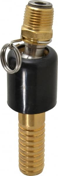 SuperKlean - 1/2 NPT x 3/4" Hose Barb, Ball Type Swivel Hose Adapter - Brass & Stainless Steel - Exact Tooling
