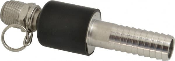 SuperKlean - NPT x 3/4" Hose Barb, Ball Type Swivel Hose Adapter - Stainless Steel - Exact Tooling