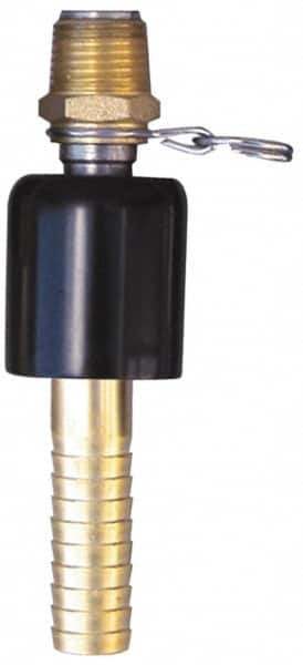 SuperKlean - 1/2 NPT x 5/8" Hose Barb, Ball Type Swivel Hose Adapter - Brass & Stainless Steel - Exact Tooling