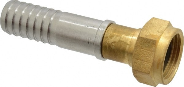 SuperKlean - 3/4 FGHT x 3/4" Hose Barb, FGHT x Hose Barb Swivel - Brass & Stainless Steel - Exact Tooling