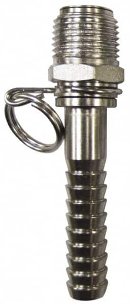 SuperKlean - NPT x 1/2" Hose Barb, Swivel Hose Adapter - Stainless Steel - Exact Tooling