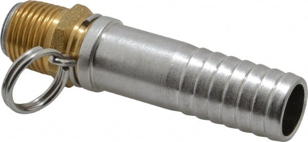SuperKlean - 1/2 NPT x 3/4" Hose Barb, Swivel Hose Adapter - Brass & Stainless Steel - Exact Tooling