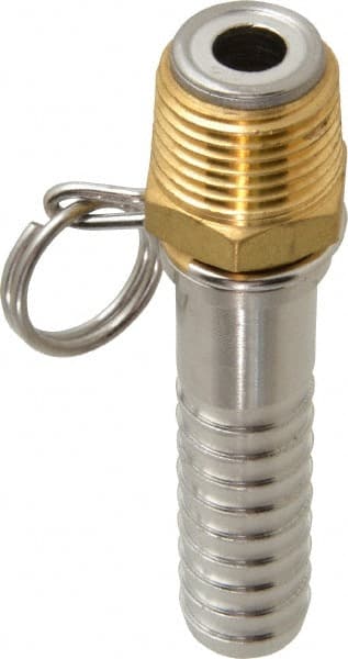 SuperKlean - 1/2 NPT x 5/8" Hose Barb, Swivel Hose Adapter - Brass & Stainless Steel - Exact Tooling