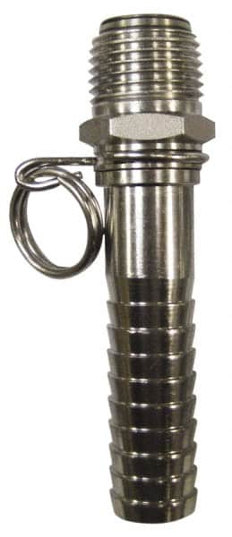 SuperKlean - NPT x 5/8" Hose Barb, Swivel Hose Adapter - Stainless Steel - Exact Tooling