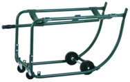 Drum Cradle - 1"O.D. x 14 Gauge Steel Tubing - For 55 Gallon drums - Bung Drain 18-7/8" off floor - 5" Rubber wheels - 3" Rubber casters - Exact Tooling