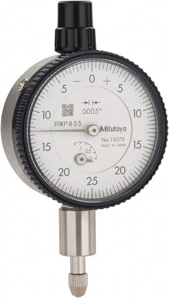 Mitutoyo - 1/8" Range, 0-25-0 Dial Reading, 0.0005" Graduation Dial Drop Indicator - 1-5/8" Dial, 0.05" Range per Revolution, 0.0005" Accuracy, Revolution Counter - Exact Tooling