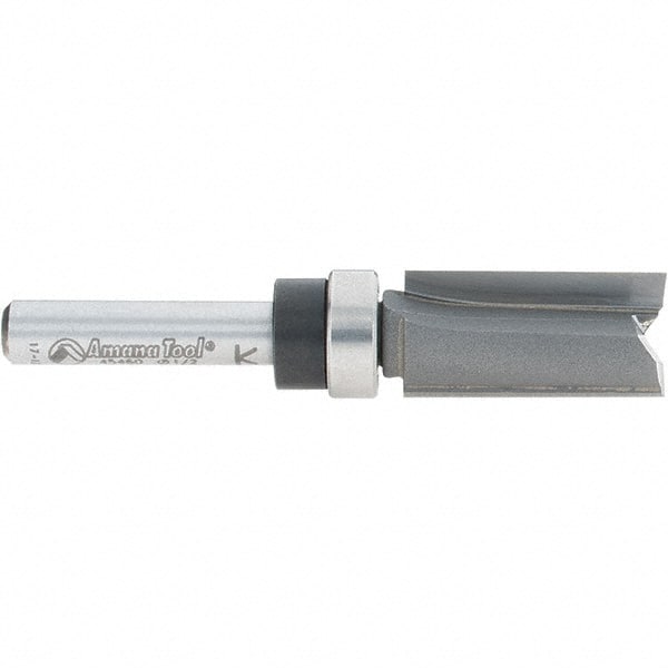Amana Tool - 1/2" Cut Diam, 1" Length of Cut, 2 Flute Pattern-Cutting Edge Profile Router Bit - Carbide-Tipped, 1/4" Shank Diam, 2-1/2" OAL, Uncoated - Exact Tooling