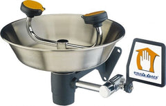 PRO-SAFE - Wall Mount, Stainless Steel Bowl, Eye & Face Wash Station - 1/2" Inlet, 30 psi Flow, 3 GPM Flow Rate - Exact Tooling