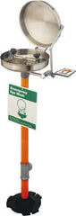 PRO-SAFE - Pedestal Mount, Stainless Steel Bowl, Eyewash Station - 1/2" Inlet, 30 psi Flow, 0.4 GPM Flow Rate - Exact Tooling