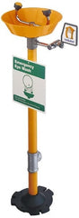 PRO-SAFE - Pedestal Mount, Plastic Bowl, Eyewash Station - 1/2" Inlet, 30 psi Flow, 0.4 GPM Flow Rate - Exact Tooling