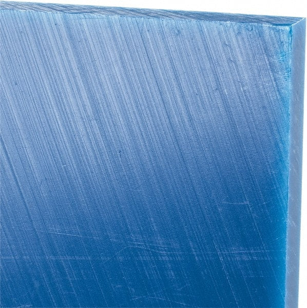 Made in USA - 3/8" Thick x 24" Wide x 4' Long, Polyethylene (UHMW) Sheet - Blue, Glass-Filled Grade - Exact Tooling