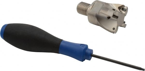 Seco - 1-1/2" Cut Diam, 0.06" Max Depth, M16 Modular Connection Indexable High-Feed End Mill - Screw Holding Method, 218.19-125 Insert, R217.21 Toolholder, Through Coolant - Exact Tooling