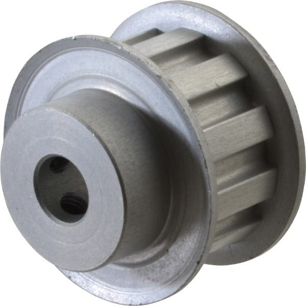 Power Drive - 11 Tooth, 3/8" Inside x 1.283" Outside Diam, Hub & Flange Timing Belt Pulley - 1/2" Belt Width, 1.313" Pitch Diam, 0.719" Face Width, Aluminum - Exact Tooling