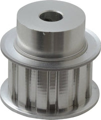 Power Drive - 12 Tooth, 3/8" Inside x 1.402" Outside Diam, Hub & Flange Timing Belt Pulley - 3/4" Belt Width, 1.432" Pitch Diam, 1" Face Width, Aluminum - Exact Tooling