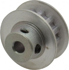Power Drive - 12 Tooth, 3/16" Inside x 0.744" Outside Diam, Hub & Flange Timing Belt Pulley - 1/4" Belt Width, 0.764" Pitch Diam, 0.438" Face Width, Aluminum - Exact Tooling