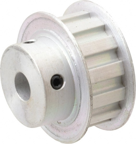 Power Drive - 13 Tooth, 3/8" Inside x 1.522" Outside Diam, Hub & Flange Timing Belt Pulley - 1/2" Belt Width, 1.552" Pitch Diam, 0.719" Face Width, Aluminum - Exact Tooling