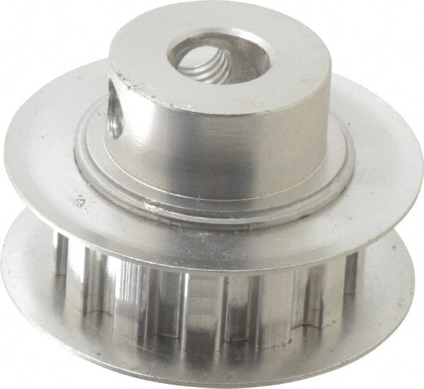 Power Drive - 13 Tooth, 1/4" Inside x 0.808" Outside Diam, Hub & Flange Timing Belt Pulley - 1/4" Belt Width, 0.828" Pitch Diam, 0.438" Face Width, Aluminum - Exact Tooling