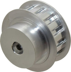 Power Drive - 14 Tooth, 3/8" Inside x 1.641" Outside Diam, Hub & Flange Timing Belt Pulley - 1/2" Belt Width, 1.671" Pitch Diam, 0.719" Face Width, Aluminum - Exact Tooling