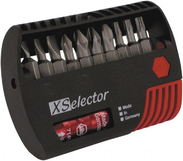 Wiha - 11 Piece, 1/4" Drive Screwdriver Insert Bit Set - #0 to #3 Phillips, T10 to T20 Torx, 5.5, 6.5 & 8mm Slotted - Exact Tooling