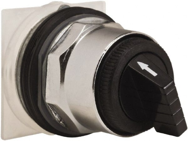 Schneider Electric - 30mm Mount Hole, 4 Position, Knob and Pushbutton Operated, Selector Switch Only - Black, Maintained (MA), without Contact Blocks, Weatherproof and Dust and Oil Resistant - Exact Tooling