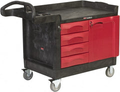 Rubbermaid - 750 Lb Capacity, 4 Shelf Mobile Cabinet - 27-7/8" Wide x 50-3/4" Deep x 29" High, Polypropylene, Red/Black - Exact Tooling