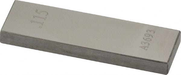 Value Collection - 0.115" Rectangular Steel Gage Block - Accuracy Grade AS-1, Includes NIST Traceability Certification - Exact Tooling