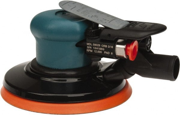 Dynabrade - 12,000 OPM, 14 CFM Air Consumption, Palm Air Orbital Sander - Round Pad, 1/4 NPT Inlet - Exact Tooling