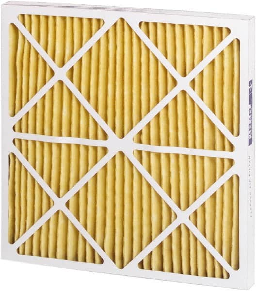 Made in USA - 20" Noml Height x 20" Noml Width x 2" Noml Depth, 65% Capture Efficiency, Wire-Backed Pleated Air Filter - MERV 11, Synthetic, Integrated Paperboard Frame, 500 Max FPM, 1,050 CFM, For Any Unit - Exact Tooling