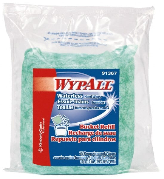 WypAll - Pre-Moistened Hand Cleaning Wipes - Refill, 12-1/4" x 10-1/2" Sheet Size, Green - Exact Tooling
