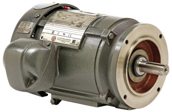 US Motors - 7-1/2 hp, TEFC Enclosure, No Thermal Protection, 3,495 RPM, 460 Volt, 60 Hz, Three Phase Premium Efficient Motor - Size 213 Frame, C-Face Mount, 1 Speed, Ball Bearings, 9.3 Full Load Amps, F Class Insulation, Reversible - Exact Tooling