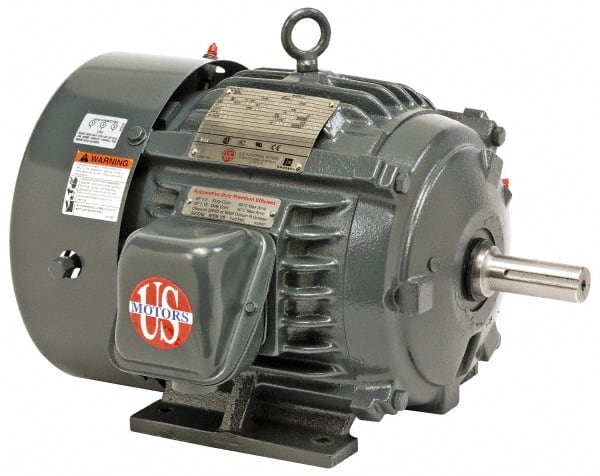 US Motors - 25 hp, TEFC Enclosure, No Thermal Protection, 885 RPM, 460 Volt, 60 Hz, Three Phase Premium Efficient Motor - Size 365 Frame, Rigid Mount, 1 Speed, Ball Bearings, 32 Full Load Amps, F Class Insulation, Reversible - Exact Tooling