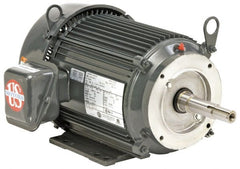 US Motors - 7-1/2 hp, TEFC Enclosure, No Thermal Protection, 3,535 RPM, 230/460 Volt, 60 Hz, Three Phase Premium Efficient Motor - Size 213 Frame, Rigid Mount, 1 Speed, Ball Bearings, 17.9/8.9 Full Load Amps, F Class Insulation, Reversible - Exact Tooling