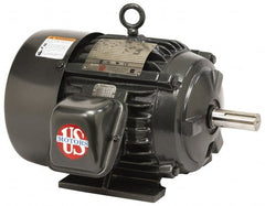 US Motors - 60 hp, TEFC Enclosure, No Thermal Protection, 1,785 RPM, 200 Volt, 60 Hz, Three Phase Energy Efficient Motor - Size 365 Frame, Rigid Mount, 2 Speed, Ball Bearings, 163 Full Load Amps, F Class Insulation, Reversible - Exact Tooling