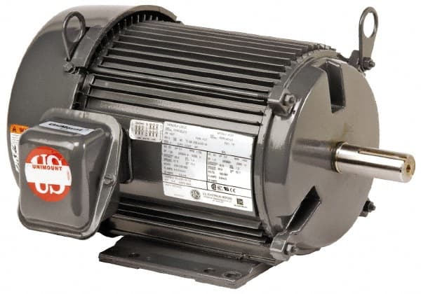US Motors - 5 hp, TEFC Enclosure, No Thermal Protection, 1,750 RPM, 460 Volt, 60 Hz, Three Phase Premium Efficient Motor - Size 215 Frame, Rigid Mount, 2 Speed, Ball Bearings, 6.6 Full Load Amps, F Class Insulation, Reversible - Exact Tooling