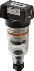 Wilkerson - 1/4" Port Coalescing Filter - Polycarbonate Bowl, Manual Drain, 150 Max psi, 1.69" Wide x 4.21" High - Exact Tooling