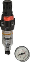 Wilkerson - 1/4" NPT Port Miniature 1 Piece Filter/Regulator FRL Unit - Polycarbonate Bowl, 18 SCFM, 150 Max psi, 6.21" High, Manual Drain - Exact Tooling