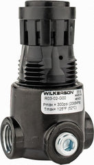 Wilkerson - 1/4 NPT Port, 15 CFM, Zinc Miniature Regulator - 2 to 125 psi Range, 300 Max psi Supply Pressure, 1/8" Gauge Port Thread, 1.65" Wide x 2.88" High - Exact Tooling
