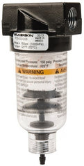 Wilkerson - 1/4" Port, 4.26" High x 1.69" Wide, Miniature FRL Filter with Polycarbonate Bowl & Piston Drain - 24 SCFM, 150 Max psi, 125°F Max - Exact Tooling