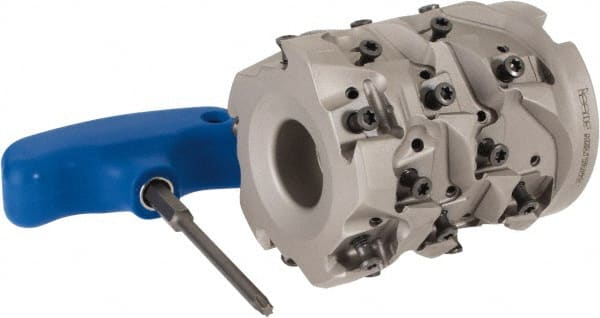 Iscar - 25 Inserts, 2-1/2" Cut Diam, 1" Arbor Diam, 2.32" Max Depth of Cut, Indexable Square-Shoulder Face Mill - 0/90° Lead Angle, 2.95" High, T490 LN.. 1306 Insert Compatibility, Through Coolant, Series Helitang - Exact Tooling