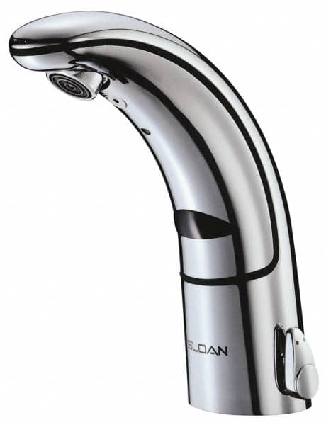 Sloan Valve Co. - Chrome Single Hole Electronic & Sensor Faucet with External Mixer - Powered by Battery, Standard Spout, 4" Mounting Centers - Exact Tooling